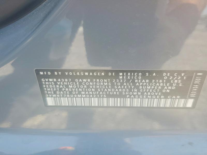 2021 Volkswagen Jetta მანქანა იყიდება აუქციონზე, vin: 3VW6T7BU9MM042175, აუქციონის ნომერი: 64538086