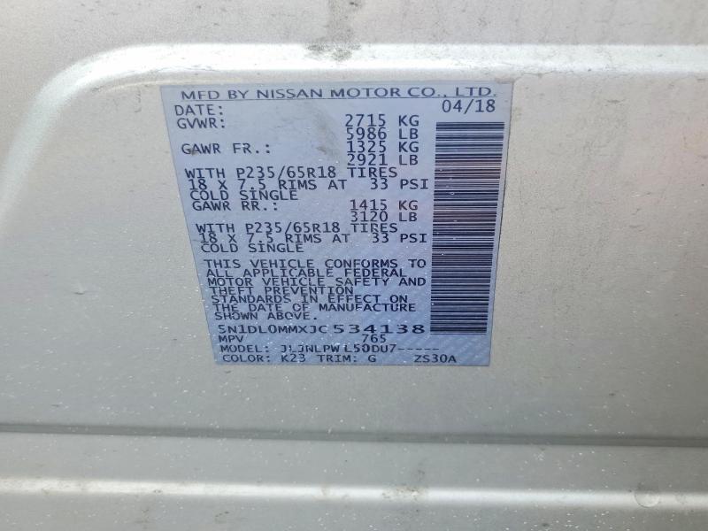 Auction sale of the 2018 Infiniti Qx60, vin: 5N1DL0MMXJC534138, lot number: 65671776