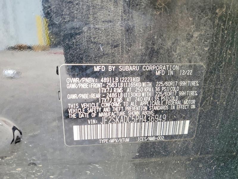Aukcja sprzedaży 2023 Subaru Forester, vin: JF2SKADC5PH436949, numer aukcji: 63690326