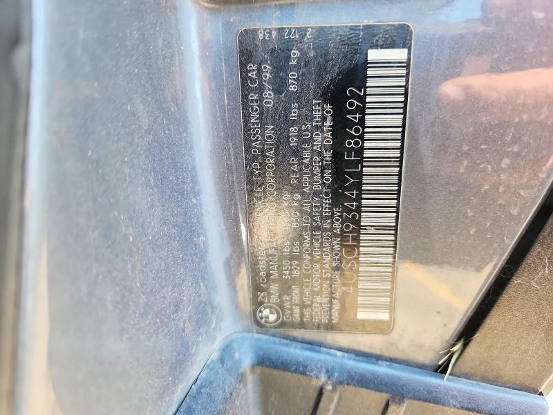 Продаж на аукціоні авто 2000 Bmw Z3, vin: 4USCH9344YLF86492, номер лоту: 64221946