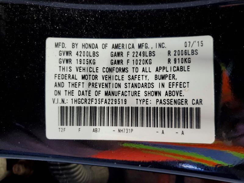 2015 Honda Accord მანქანა იყიდება აუქციონზე, vin: 1HGCR2F35FA229519, აუქციონის ნომერი: 63610566