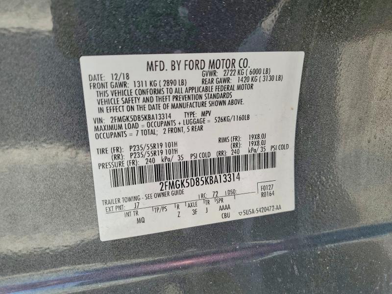Aukcja sprzedaży 2019 Ford Flex, vin: 2FMGK5D85KBA13314, numer aukcji: 65617426