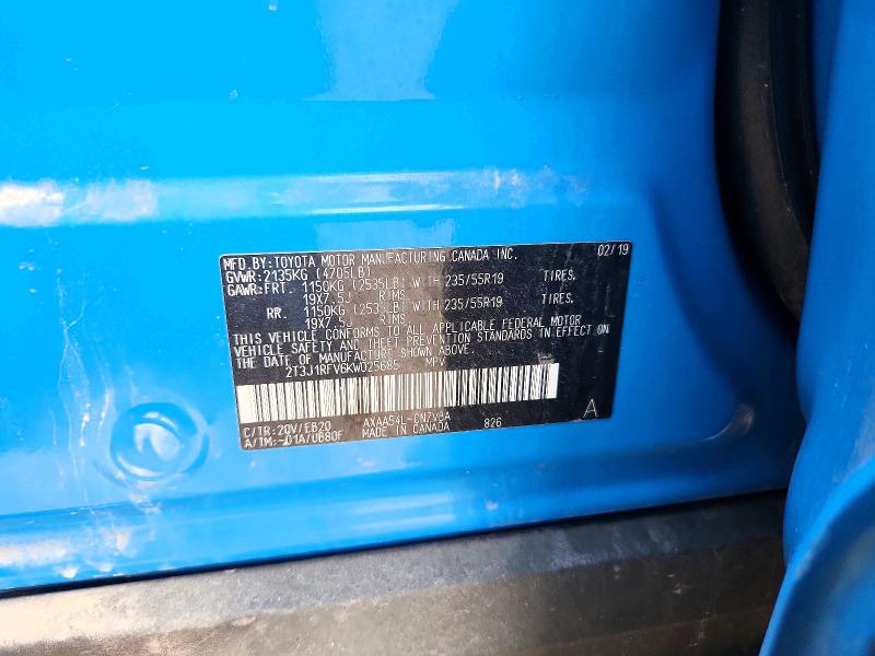 66704806 :رقم المزاد ، 2T3J1RFV6KW025685 vin ، 2019 Toyota Rav4 مزاد بيع