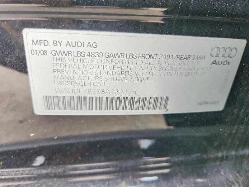 Aukcja sprzedaży 2008 Audi A4, vin: WAUDF78E38A132178, numer aukcji: 65235216