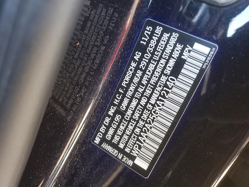 2016 Porsche Cayenne მანქანა იყიდება აუქციონზე, vin: WP1AA2A25GKA12140, აუქციონის ნომერი: 64563496