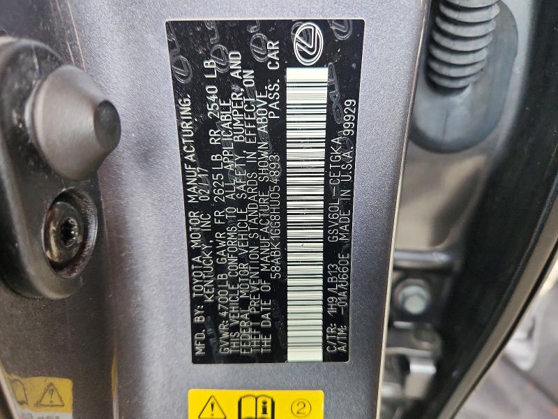 Aukcja sprzedaży 2017 Lexus Es, vin: 58ABK1GG8HU054893, numer aukcji: 64213286