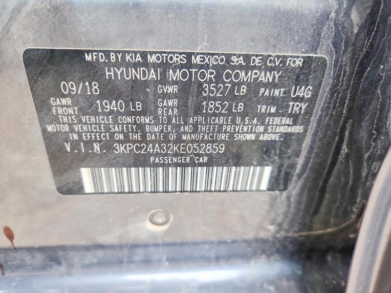Aukcja sprzedaży 2019 Hyundai Accent, vin: 3KPC24A32KE052859, numer aukcji: 66500556