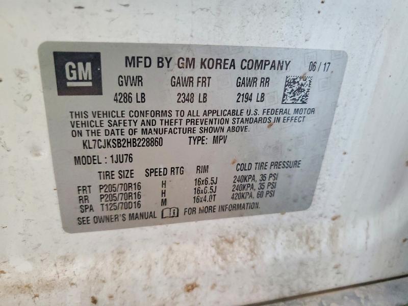 64266556 :رقم المزاد ، KL7CJKSB2HB228860 vin ، 2017 Chevrolet Trax مزاد بيع