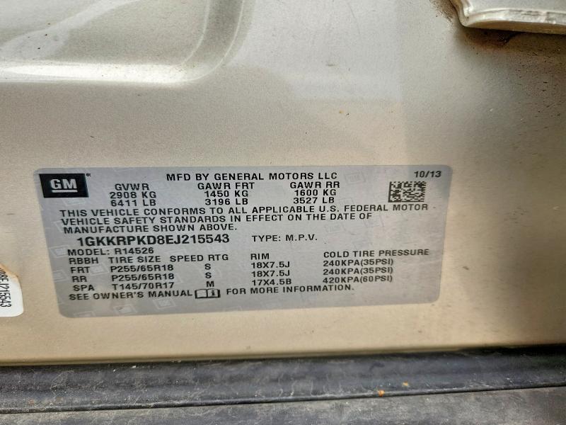65563426 :رقم المزاد ، 1GKKRPKD8EJ215543 vin ، 2014 Gmc Acadia مزاد بيع