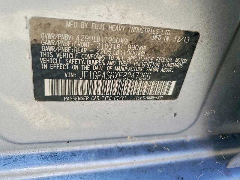 66309656 :رقم المزاد ، JF1GPAS6XE8247266 vin ، 2014 Subaru Impreza مزاد بيع