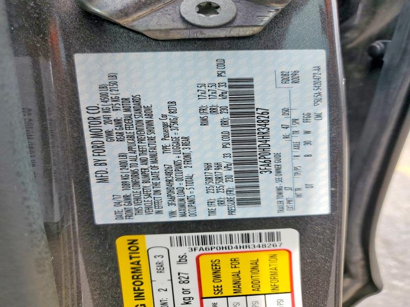 Продажа на аукционе авто 2017 Ford Fusion, vin: 3FA6P0HD4HR348267, номер лота: 64692846