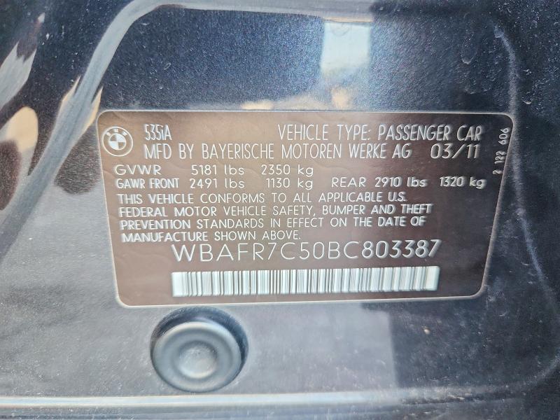 Продажа на аукционе авто 2011 Bmw 535, vin: WBAFR7C50BC803387, номер лота: 65387086