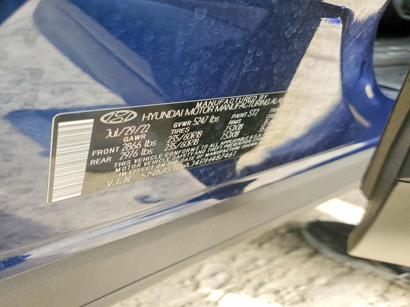 2023 Hyundai Santa Fe მანქანა იყიდება აუქციონზე, vin: 5NMS1DAJ4PH487461, აუქციონის ნომერი: 63653686