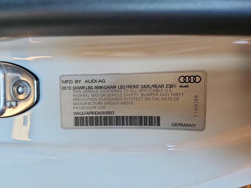 65921096 :رقم المزاد ، WAULFAFR0DA064883 vin ، 2013 Audi A5 مزاد بيع