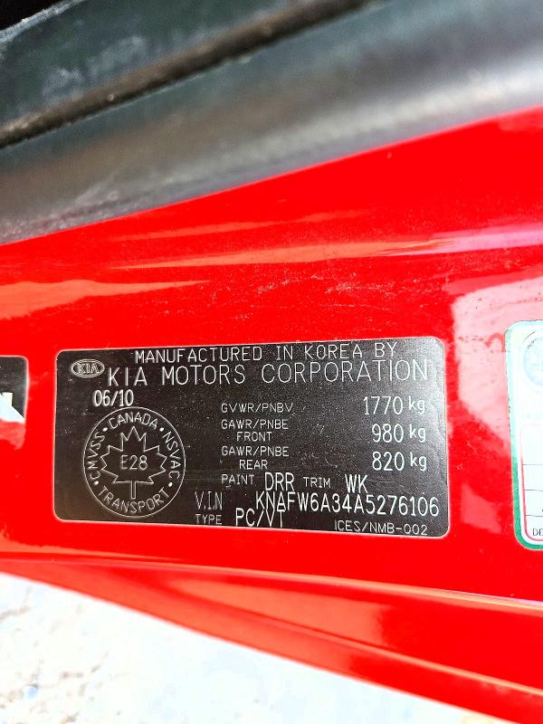 66073326 :رقم المزاد ، KNAFW6A34A5276106 vin ، 2010 Kia Forte Koup مزاد بيع