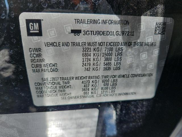 Aukcja sprzedaży 2020 Gmc Sierra, vin: 3GTU9DED1LG297211, numer aukcji: 66733746