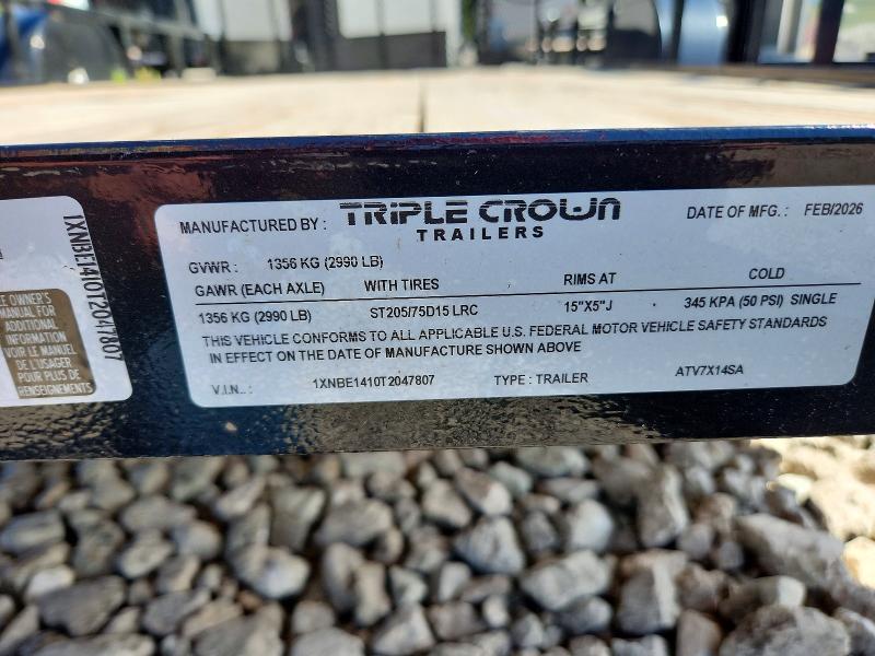Aukcja sprzedaży 2026 Triple Crown Unknown, vin: 1XNBE1410T2047807, numer aukcji: 66343236