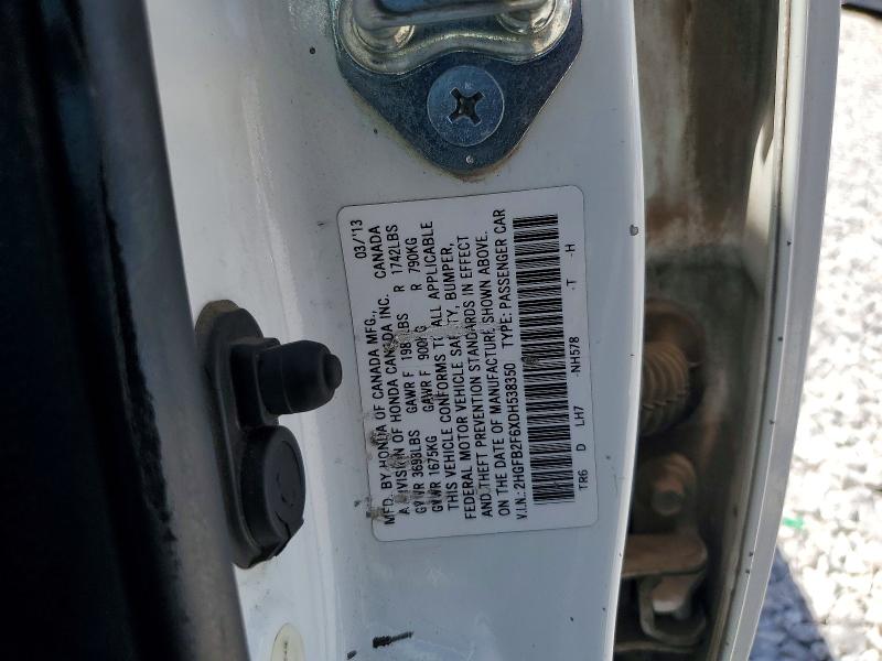 Продаж на аукціоні авто 2013 Honda Civic, vin: 2HGFB2F6XDH538350, номер лоту: 63447646