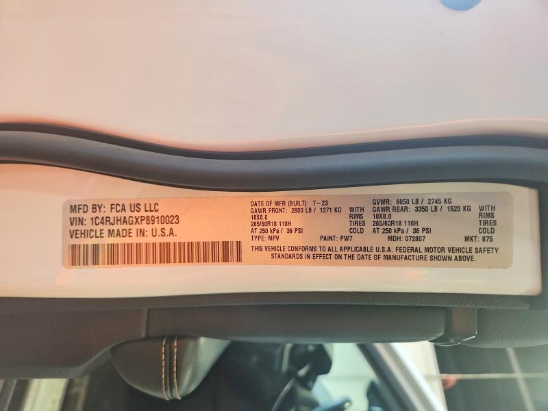 2023 Jeep Grand Cherokee მანქანა იყიდება აუქციონზე, vin: 1C4RJHAGXP8910023, აუქციონის ნომერი: 64540026