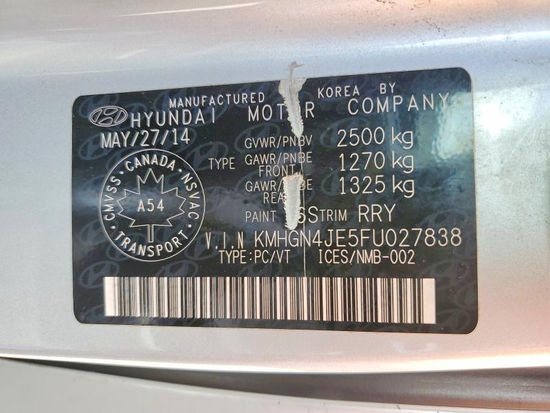 Aukcja sprzedaży 2015 Hyundai Genesis, vin: KMHGN4JE5FU027838, numer aukcji: 66390136