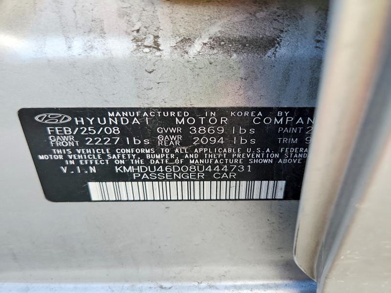 Продажа на аукционе авто 2008 Hyundai Elantra, vin: KMHDU46D08U444731, номер лота: 66293186