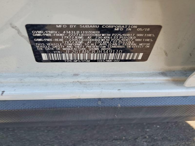 2018 Subaru Crosstrek მანქანა იყიდება აუქციონზე, vin: JF2GTABC8JH349110, აუქციონის ნომერი: 64652206