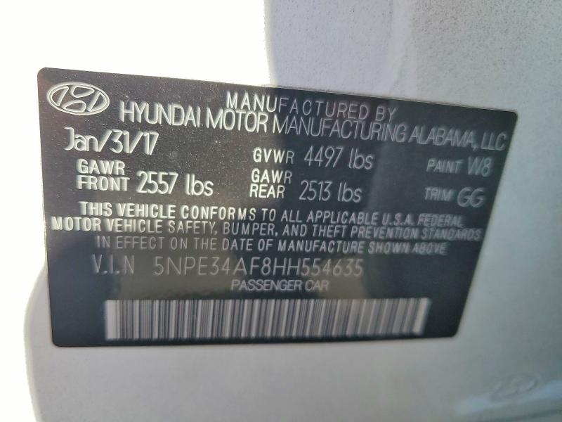 2017 Hyundai Sonata მანქანა იყიდება აუქციონზე, vin: 5NPE34AF8HH554635, აუქციონის ნომერი: 63798136