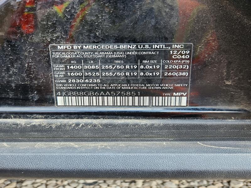 Продажа на аукционе авто 2010 Mercedes-benz Ml, vin: 4JGBB8GB6AA575851, номер лота: 66065936