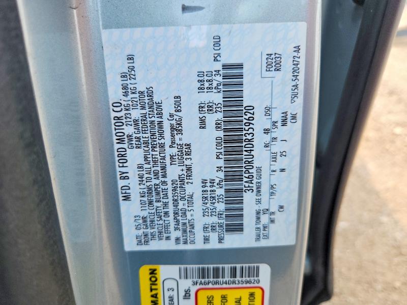 63884736 :رقم المزاد ، 3FA6P0RU4DR359620 vin ، 2013 Ford Fusion مزاد بيع
