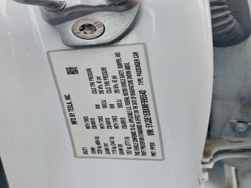 2021 Tesla Model 3 მანქანა იყიდება აუქციონზე, vin: 5YJ3E1EBXMF995540, აუქციონის ნომერი: 65011176