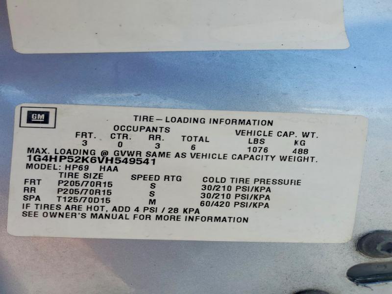1997 Buick Lesabre მანქანა იყიდება აუქციონზე, vin: 1G4HP52K6VH549541, აუქციონის ნომერი: 64465536
