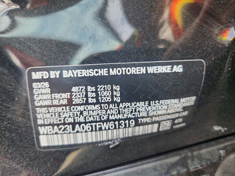 2026 Bmw 330xi მანქანა იყიდება აუქციონზე, vin: WBA23LA06TFW61319, აუქციონის ნომერი: 65662026