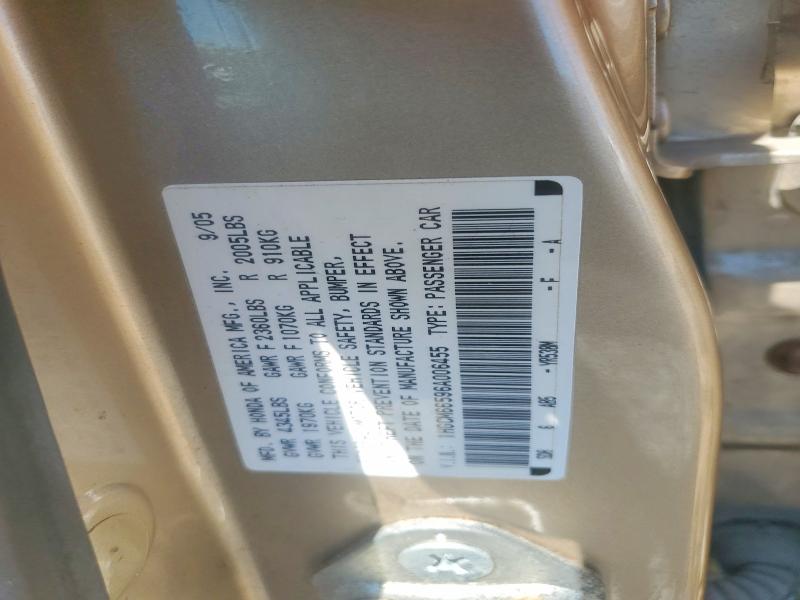 63686706 :رقم المزاد ، 1HGCM66596A006455 vin ، 2006 Honda Accord مزاد بيع