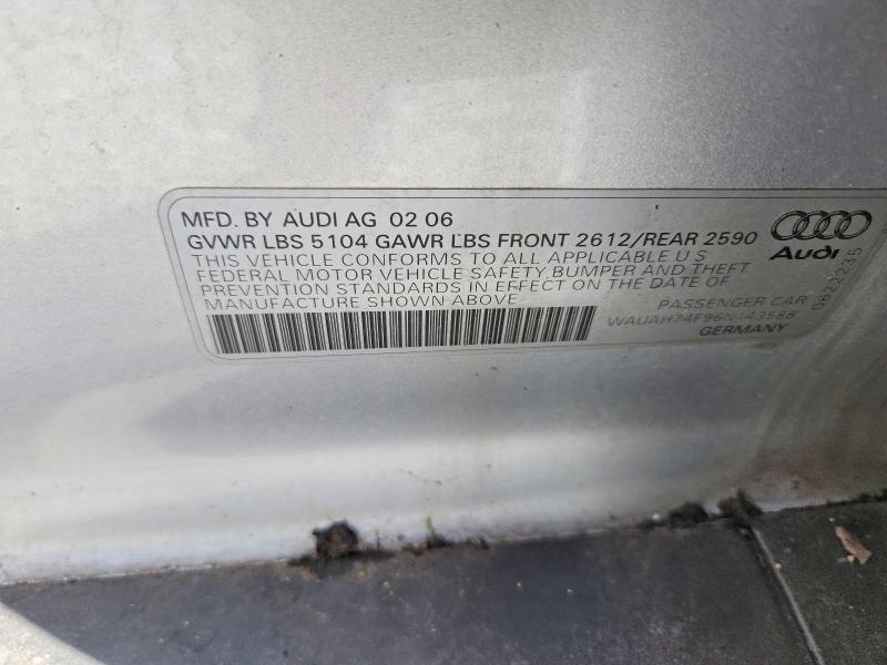 65651246 :رقم المزاد ، WAUAH74F96N143588 vin ، 2006 Audi A6 مزاد بيع