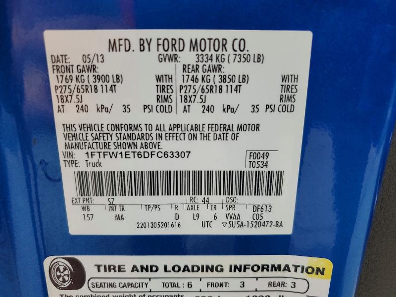 Aukcja sprzedaży 2013 Ford F150, vin: 1FTFW1ET6DFC63307, numer aukcji: 62570826
