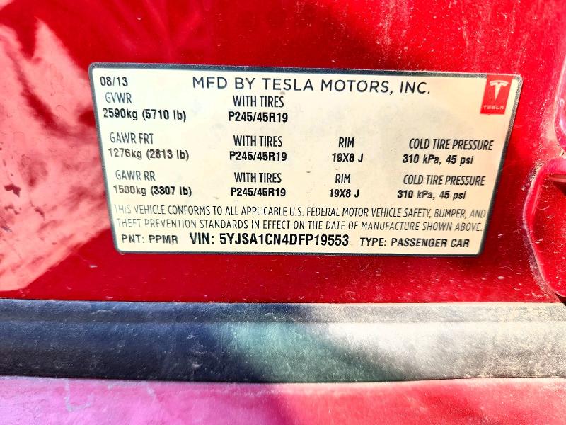Aukcja sprzedaży 2013 Tesla Model S, vin: 5YJSA1CN4DFP19553, numer aukcji: 67135396