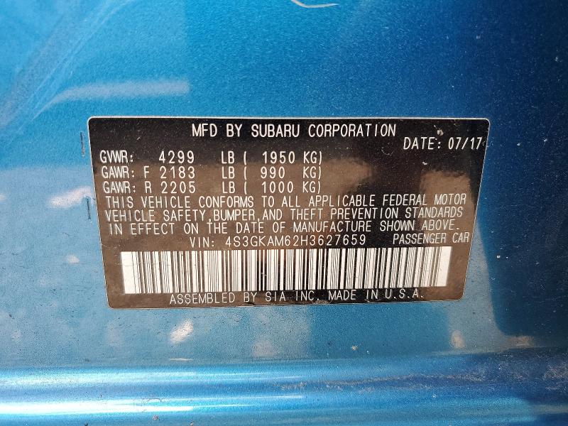 2017 Subaru Impreza მანქანა იყიდება აუქციონზე, vin: 4S3GKAM62H3627659, აუქციონის ნომერი: 63261586