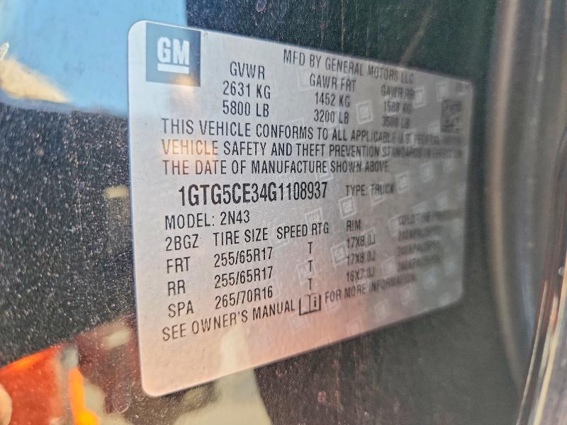 66561286 :رقم المزاد ، 1GTG5CE34G1108937 vin ، 2016 Gmc Canyon مزاد بيع