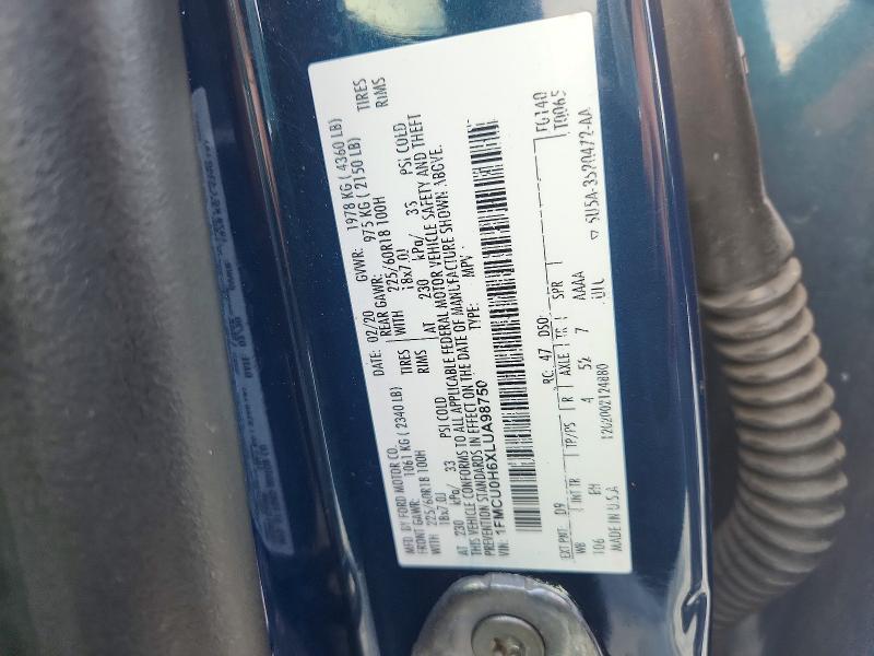Aukcja sprzedaży 2020 Ford Escape, vin: 1FMCU0H6XLUA98750, numer aukcji: 63772686