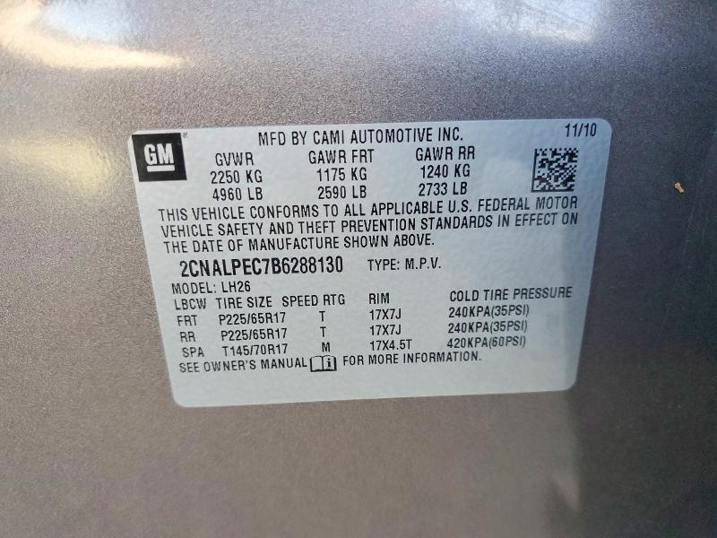 Aukcja sprzedaży 2011 Chevrolet Equinox, vin: 2CNALPEC7B6288130, numer aukcji: 66628526