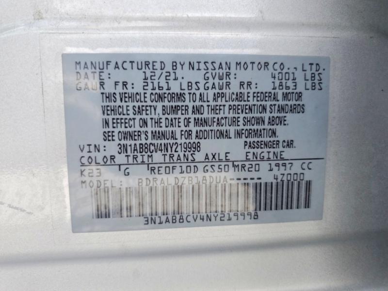 Aukcja sprzedaży 2022 Nissan Sentra, vin: 3N1AB8CV4NY219998, numer aukcji: 64842256