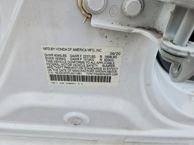 64966956 :رقم المزاد ، 19UDE2F87LA011881 vin ، 2020 Acura Ilx مزاد بيع