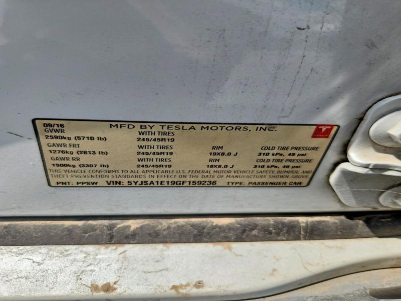 Aukcja sprzedaży 2016 Tesla Model S, vin: 5YJSA1E19GF159236, numer aukcji: 67160256