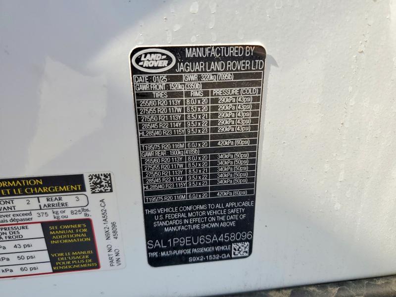 61903386 :رقم المزاد ، SAL1P9EU6SA458096 vin ، 2025 Land Rover Range Rover Sport مزاد بيع