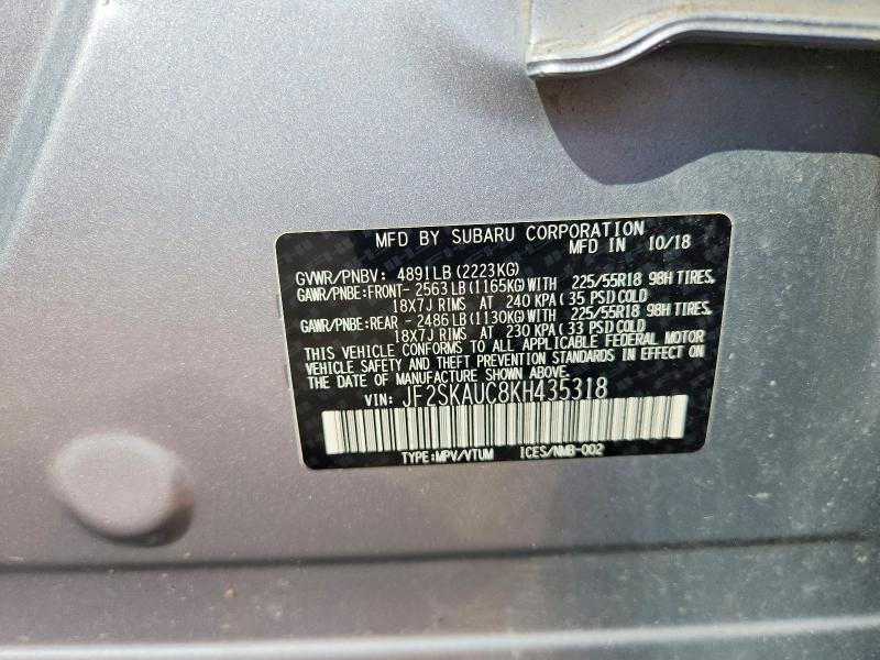 Продажа на аукционе авто 2019 Subaru Forester, vin: JF2SKAUC8KH435318, номер лота: 66292136