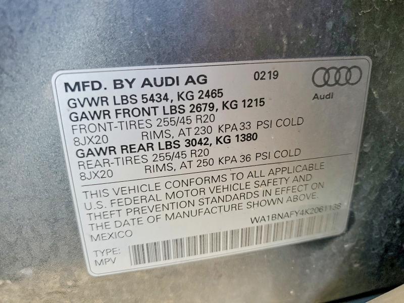 Продаж на аукціоні авто 2019 Audi Q5, vin: WA1BNAFY4K2061138, номер лоту: 65361926