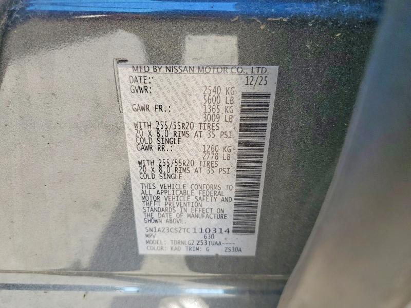 2026 Nissan Murano მანქანა იყიდება აუქციონზე, vin: 5N1AZ3CS2TC110314, აუქციონის ნომერი: 66142746