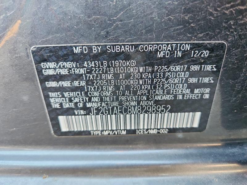 Aukcja sprzedaży 2021 Subaru Crosstrek, vin: JF2GTAEC8M8298952, numer aukcji: 66313186