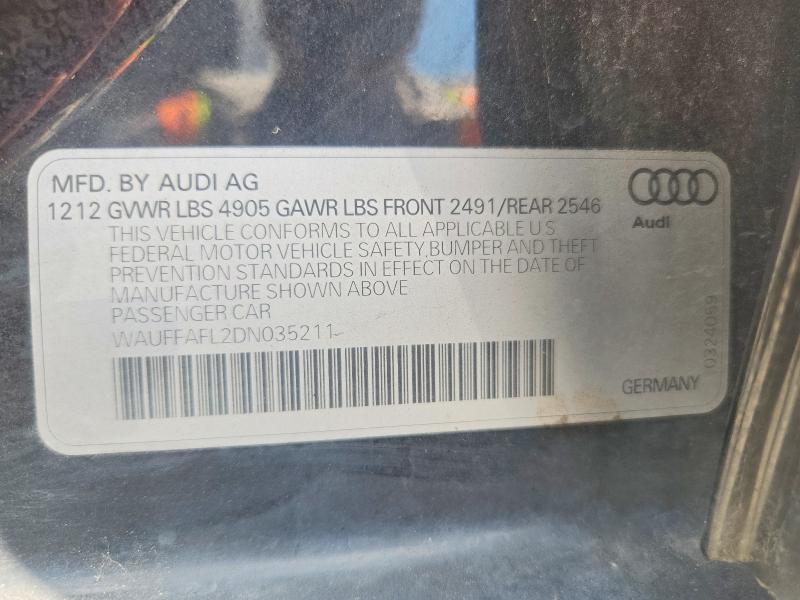 66941256 :رقم المزاد ، WAUFFAFL2DN035211 vin ، 2013 Audi A4 مزاد بيع
