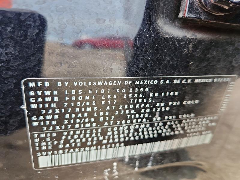 Продаж на аукціоні авто 2022 Volkswagen Tiguan, vin: 3VV1B7AX2NM147154, номер лоту: 63992476